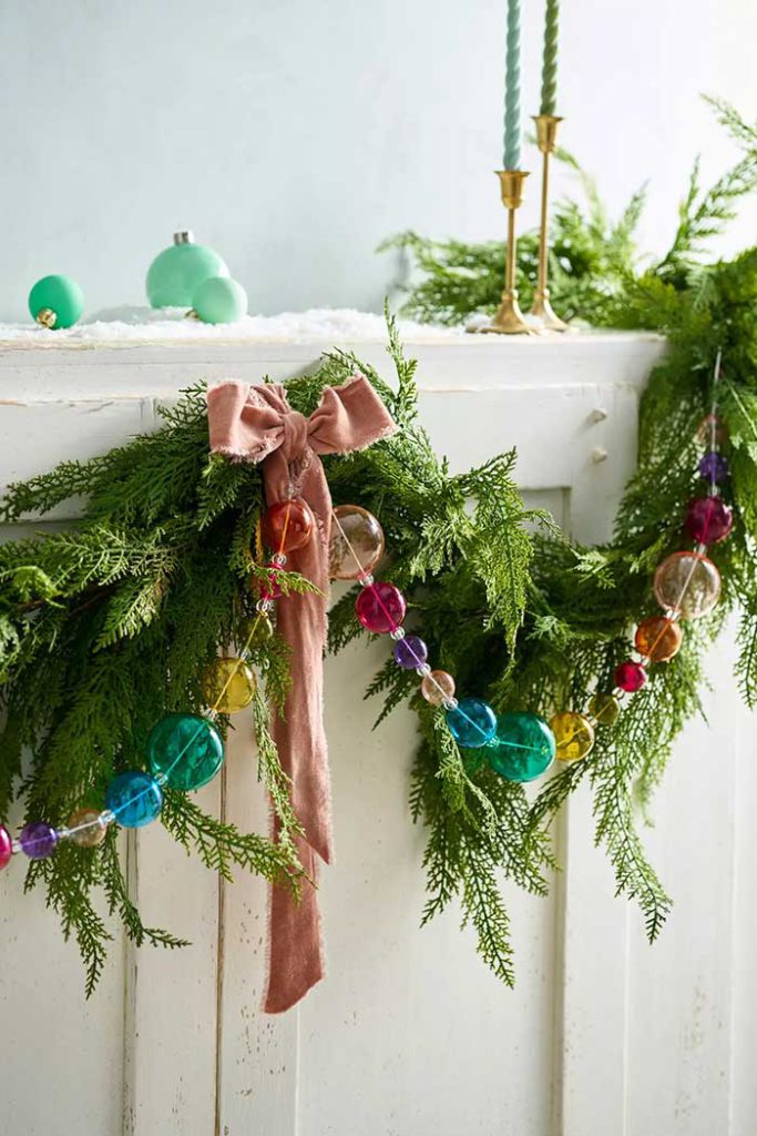 colorful glass bauble garland from terrain on the happy list