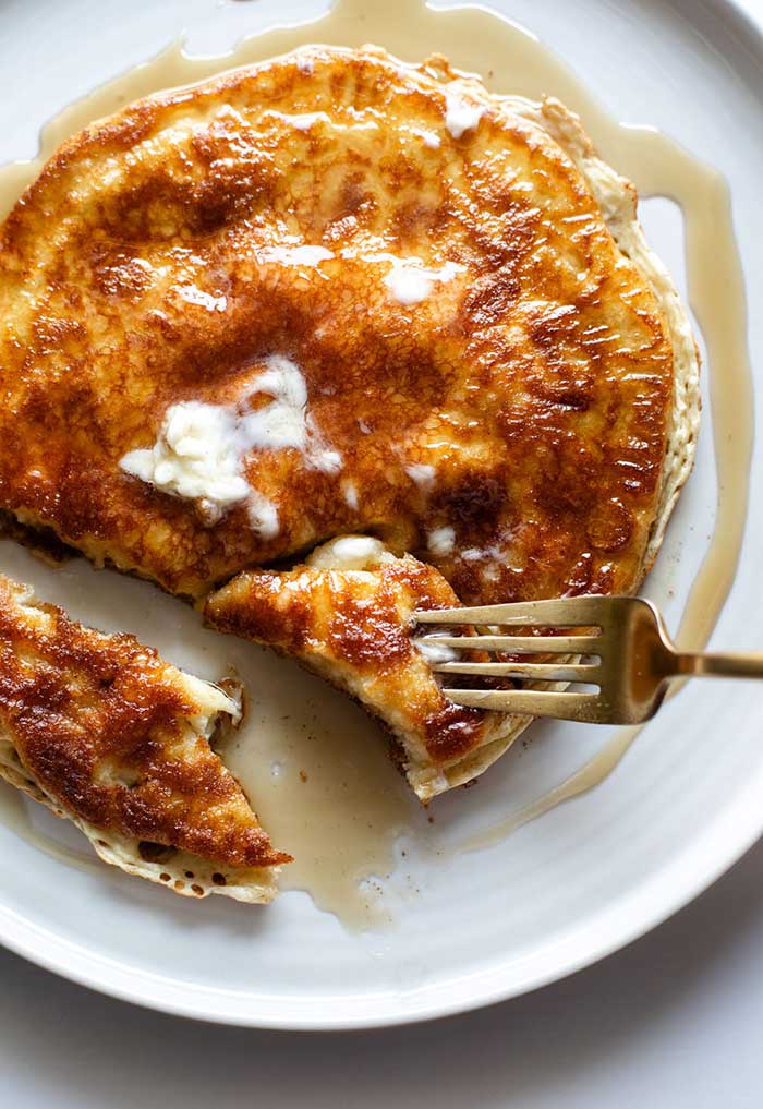 single serve cottage cheese pancake by pinch of yum on the happy list