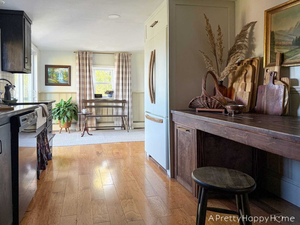 mini kitchen makeover five years later how it held up farmhouse kitchen with stained black cabinets