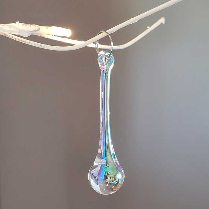 iridescent raindrop ornament from etsy shop 2sistersartisanglass beautiful christmas ornaments 