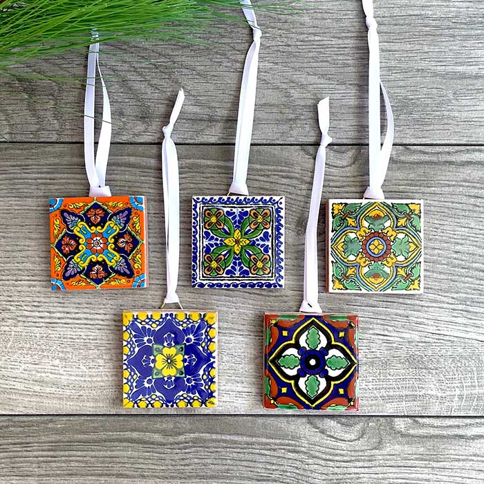 mexican tile ornaments from etsy shop californiahomestyle beautiful christmas ornaments