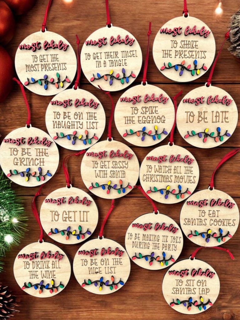 most likely to ornaments for funny group christmas beautiful christmas ornaments from etsy shop wrcreativecanada