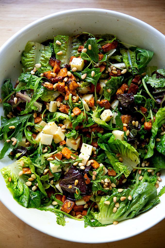 roasted sweet potato fall salad from alexandra cooks on the happy list